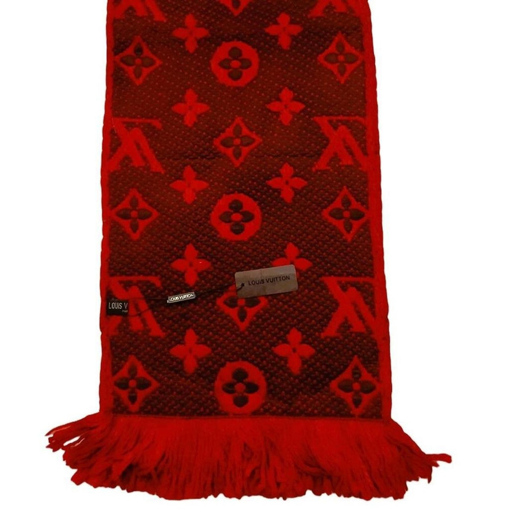 LOUIS VUITTON LV Classic Luxury Vintage Hot Red Monogram Scarf Scarves - Picture 8 of 8